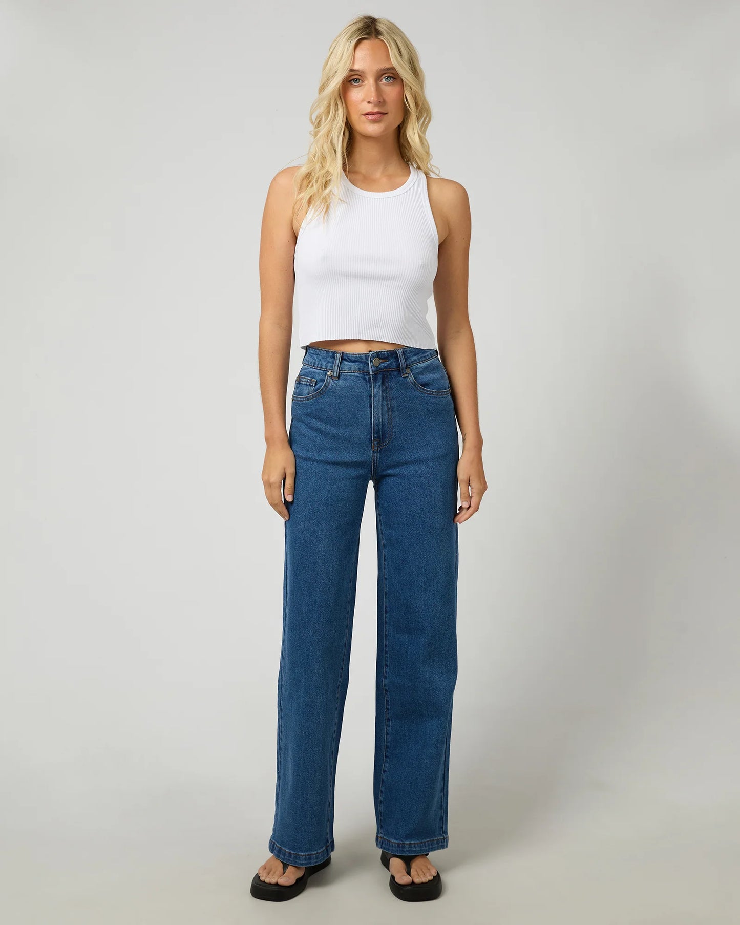 All About Eve Jacqui Wide Leg Jean - Heritage Blue | Women's High Rise Stretch Denim Jeans