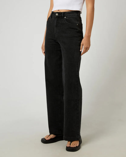 All About Eve Jacqui Wide Leg Jean - Washed Black | Women's Stretch Denim Wide Leg Jeans