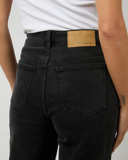 All About Eve Jacqui Wide Leg Jean - Washed Black | Women's Stretch Denim Wide Leg Jeans