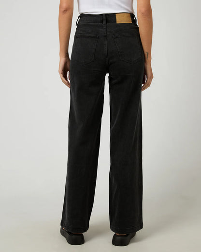 All About Eve Jacqui Wide Leg Jean - Washed Black | Women's Stretch Denim Wide Leg Jeans