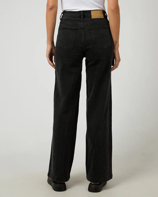 All About Eve Jacqui Wide Leg Jean - Washed Black | Women's Stretch Denim Wide Leg Jeans
