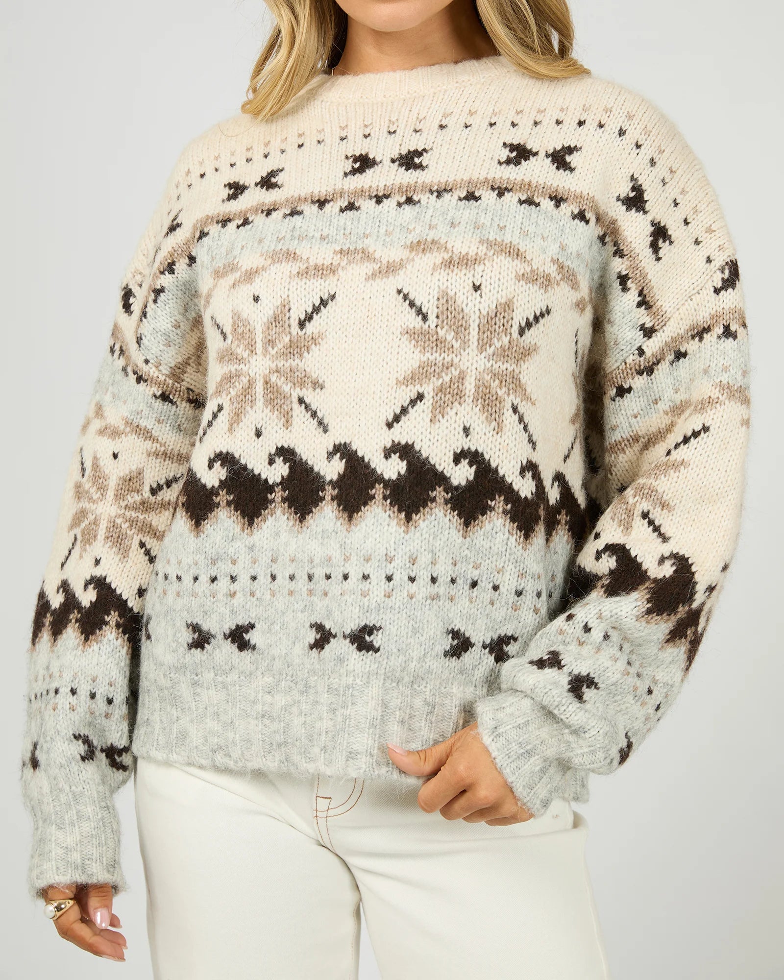 All About Eve Marina Knit Crew in Multicoloured – front view