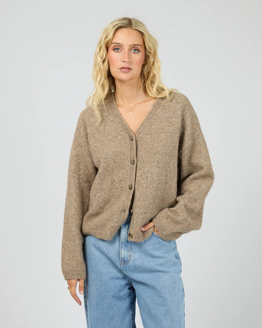 Front view of the All About Eve Nova Cardigan in Mocha — Salt & Honey Boutique