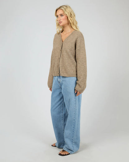 Model wearing the All About Eve Nova Cardigan in Mocha — Salt & Honey NZ

