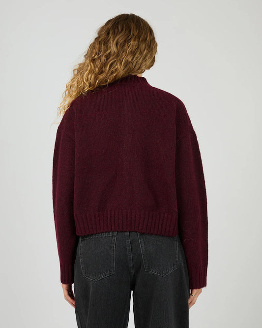 All About Eve Rosalia Cardigan - Wine | Women's Button Front Knit Cardigan