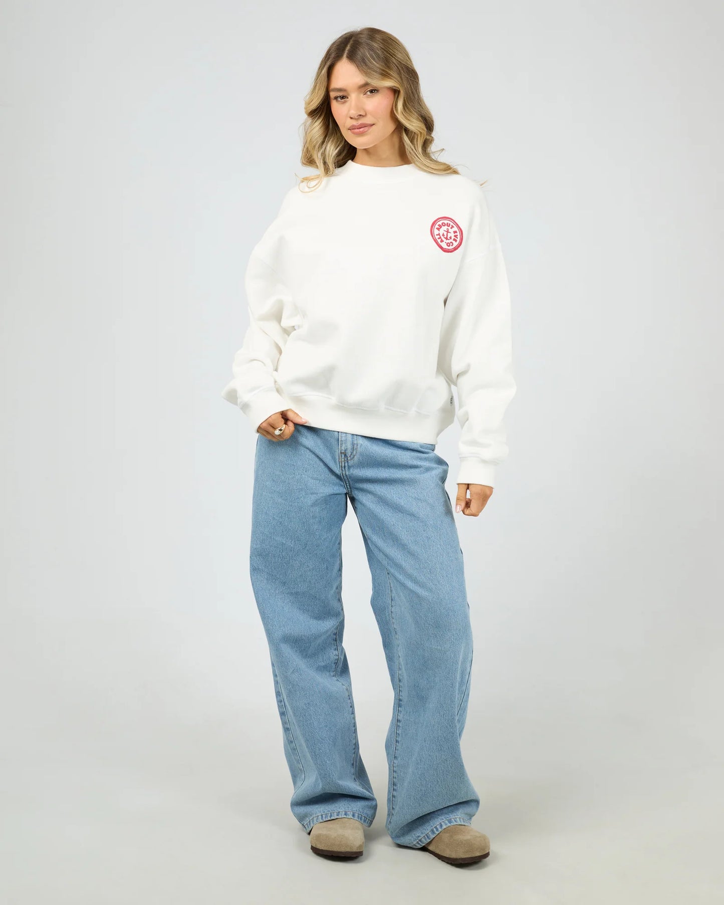 All About Eve Skipper Box Crew - Vintage White | Women's Relaxed Graphic Sweatshirt
