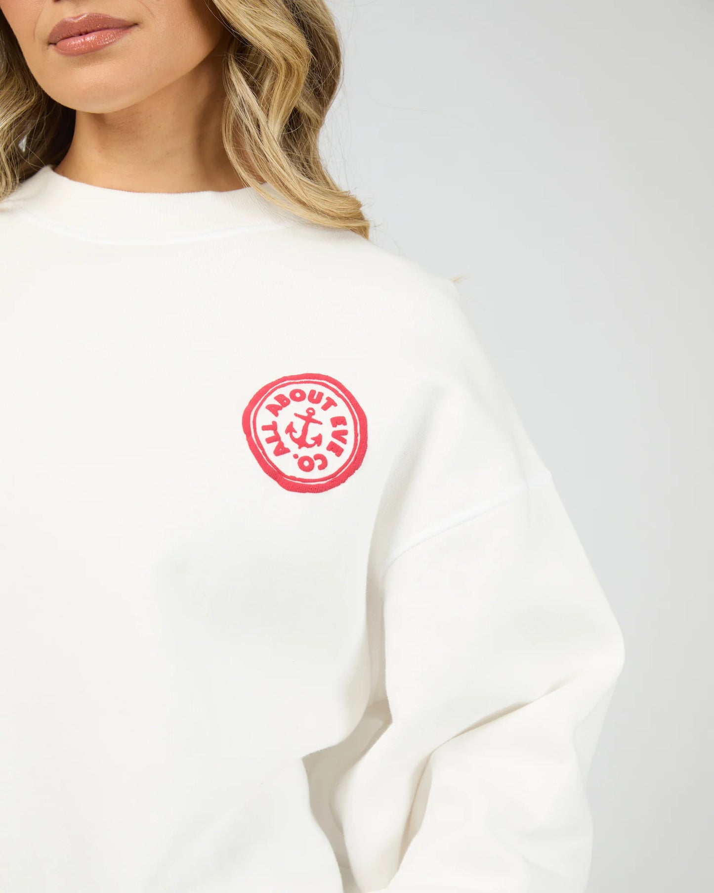 All About Eve Skipper Box Crew - Vintage White | Women's Relaxed Graphic Sweatshirt