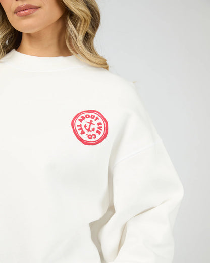 All About Eve Skipper Box Crew - Vintage White | Women's Relaxed Graphic Sweatshirt