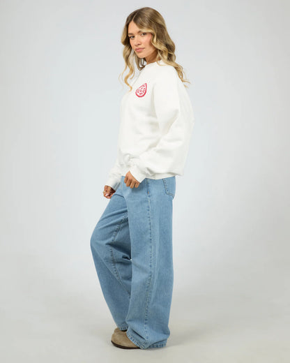 All About Eve Skipper Box Crew - Vintage White | Women's Relaxed Graphic Sweatshirt