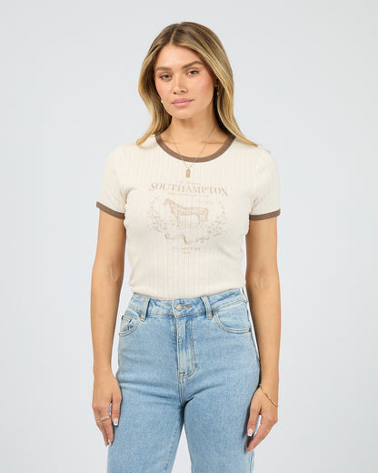 Front view of AAE Southampton Baby Tee with pointelle texture

