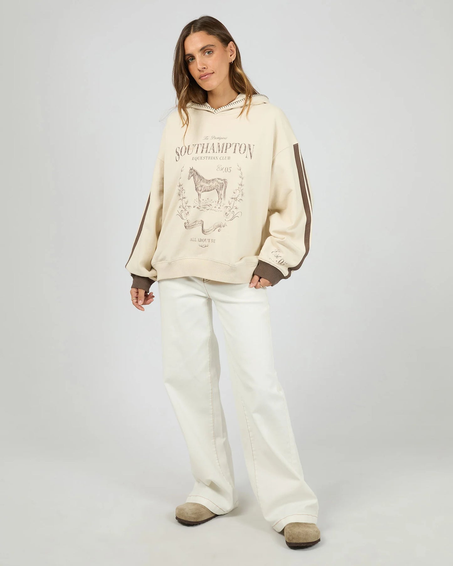 All About Eve Southampton Box Hoodie - Vanilla | Women's Cotton French Terry Hoodie