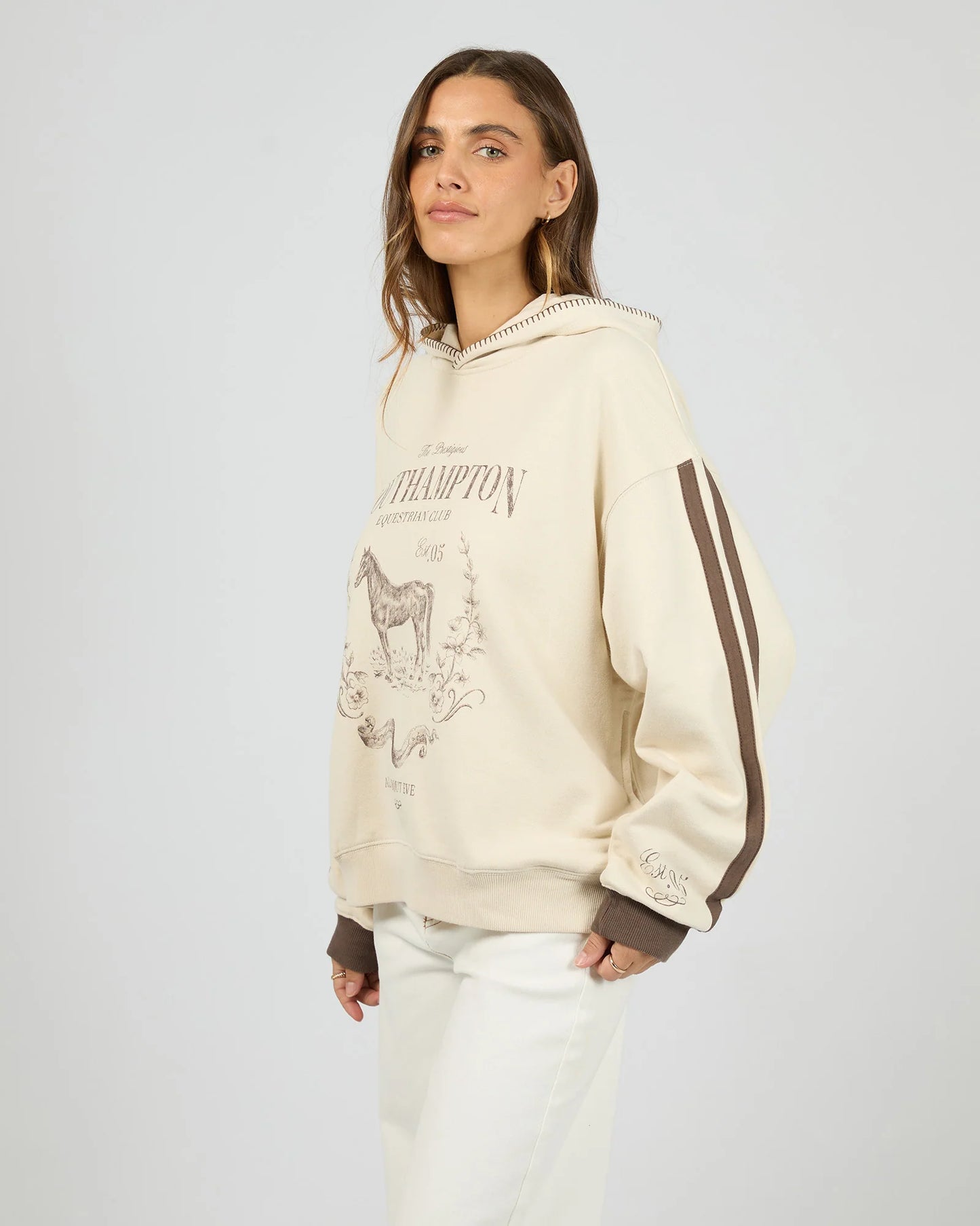 All About Eve Southampton Box Hoodie - Vanilla | Women's Cotton French Terry Hoodie