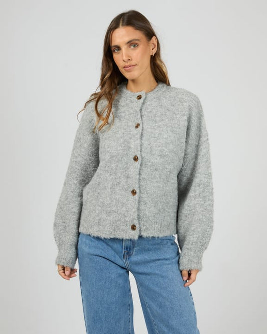 All About Eve Tillie Cardigan in Grey Marle with soft fluffy knit — Salt & Honey NZ
