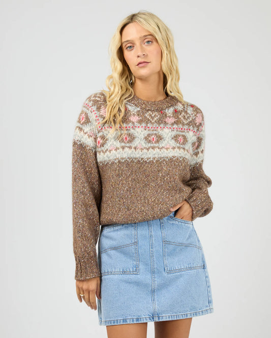 All About Eve Tiva Knit - Mocha | Women’s Relaxed Knit Wool Blend Jumper