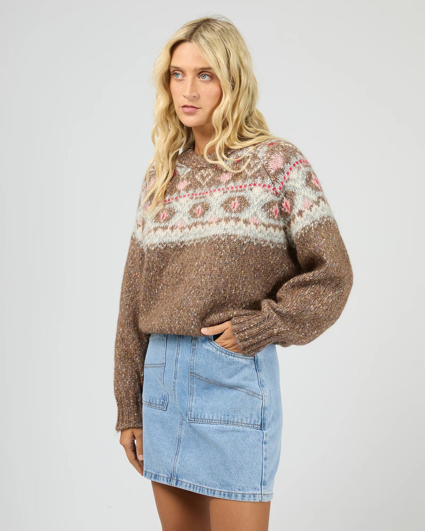 All About Eve Tiva Knit - Mocha | Women’s Relaxed Knit Wool Blend Jumper