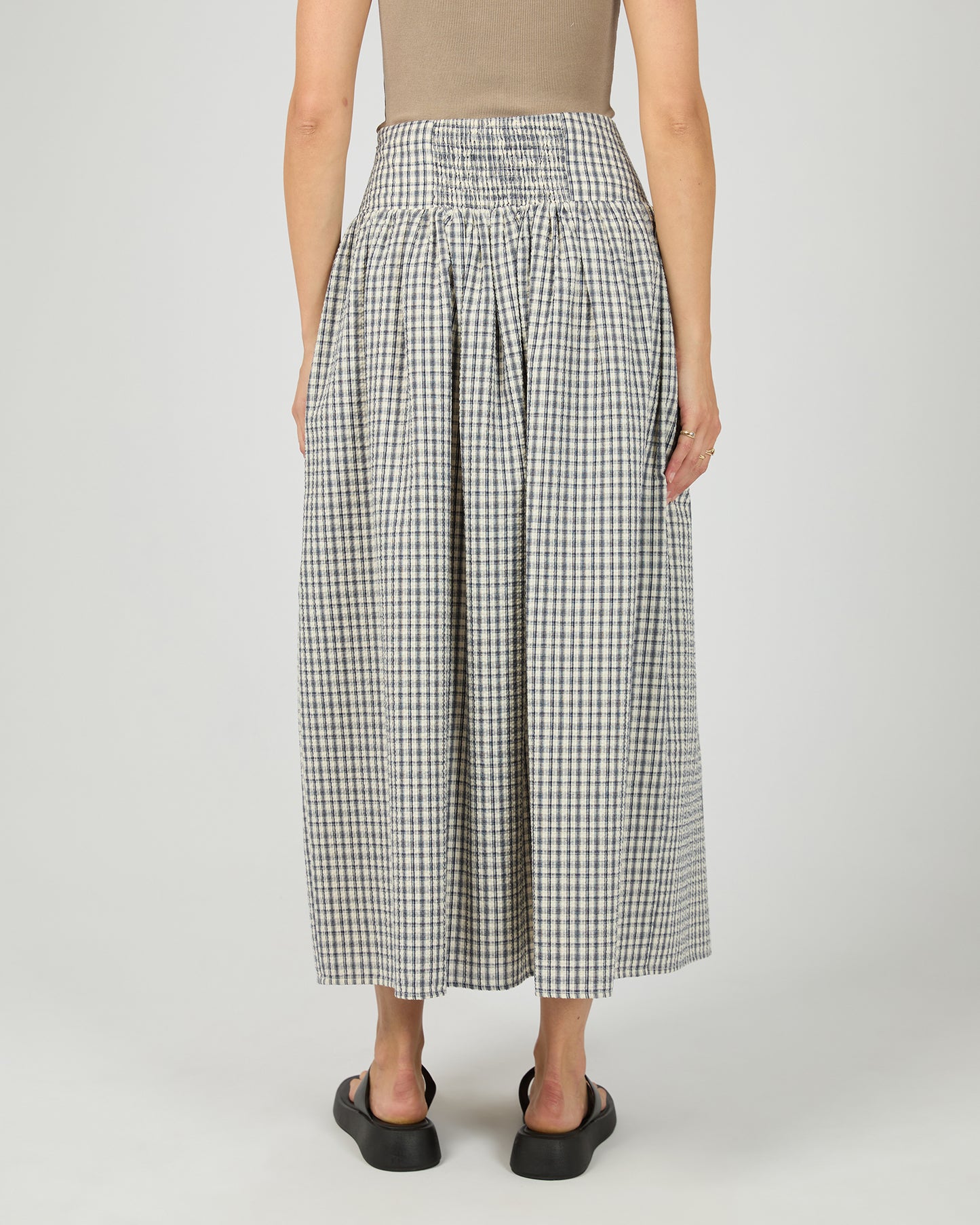 Back view of All About Eve Checkered Twiggy Maxi Skirt
