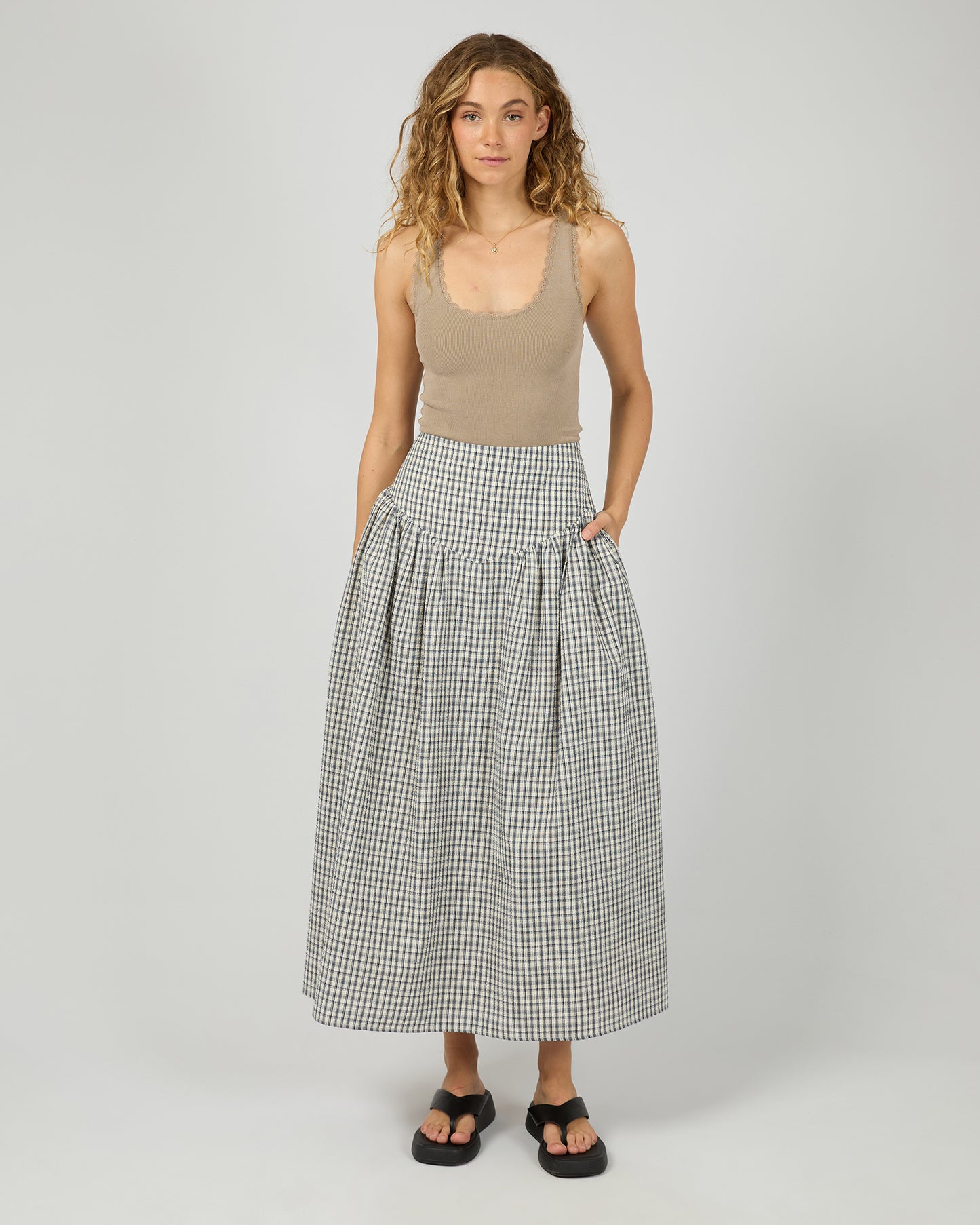 All About Eve Twiggy Maxi Skirt - Check | Women's Cotton Checkered Maxi Skirt