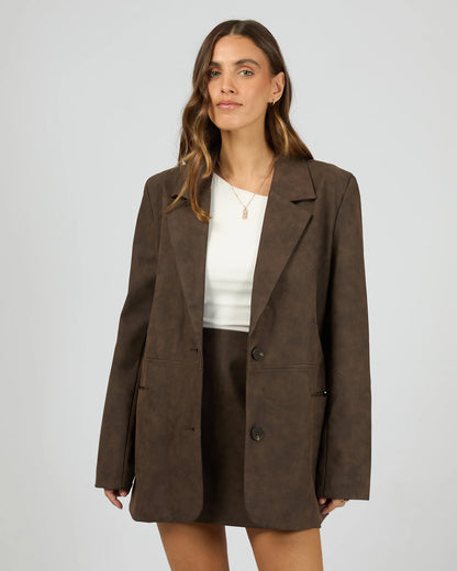 All About Eve Vanner Blazer - Coffee | Women's Vegan Leather Blazer