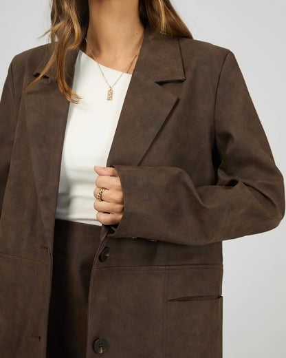 All About Eve Vanner Blazer - Coffee | Women's Vegan Leather Blazer