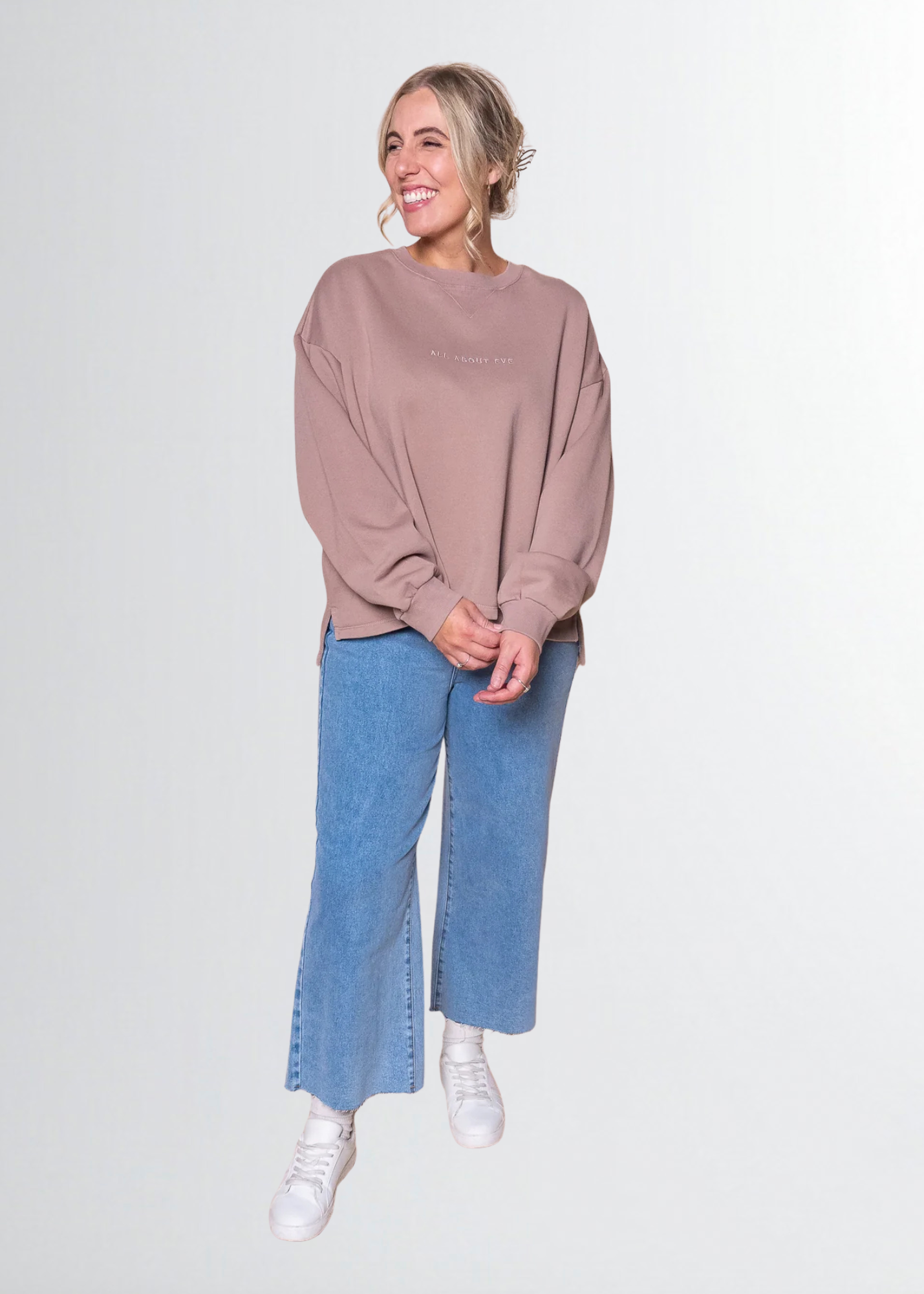 All About Eve Washed Box Crew - Fawn | Oversized Vintage Wash Sweatshirt