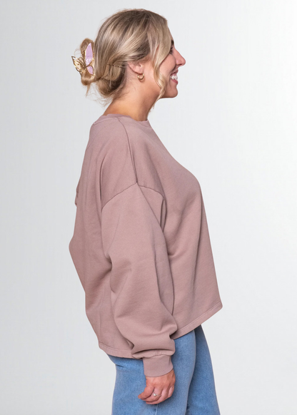 All About Eve Washed Box Crew - Fawn | Oversized Vintage Wash Sweatshirt