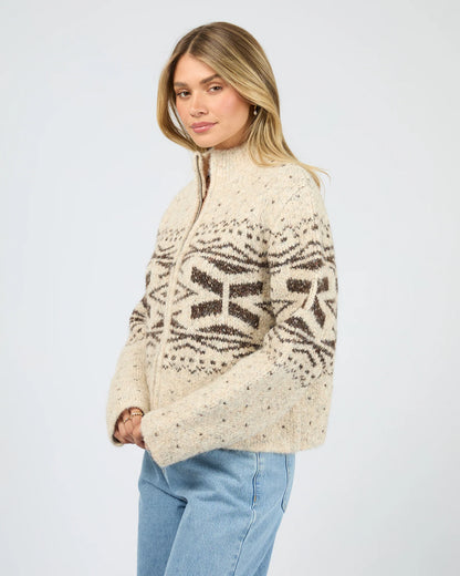 All About Eve Zoe Knit Zip Thru - Oat | Women's Textured Knit Zip Cardigan