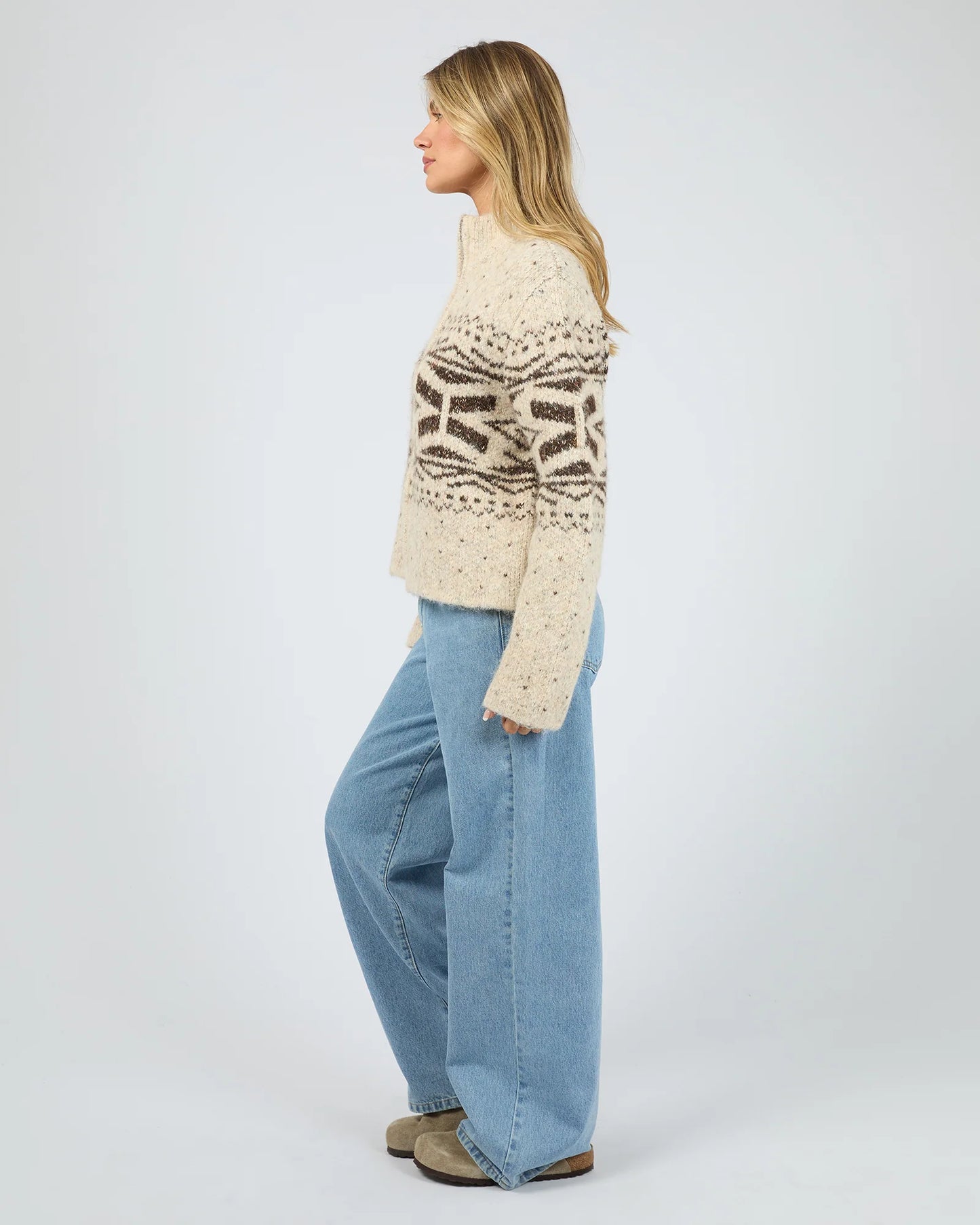 All About Eve Zoe Knit Zip Thru - Oat | Women's Textured Knit Zip Cardigan
