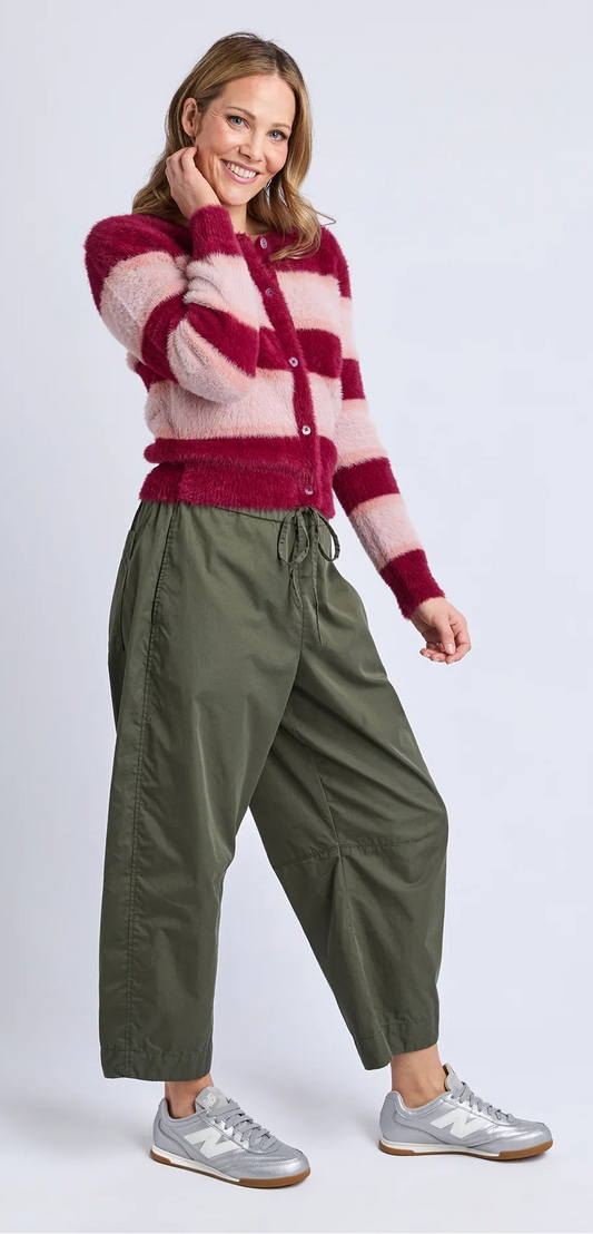 Elm Anna Ombre Knit Cardigan - Maroon Ombre Stripe | Cosy Women’s Knitwear NZ
