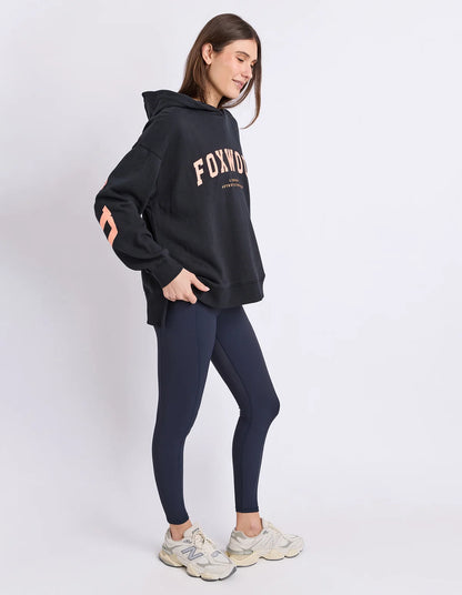 Foxwood Interval Hoodie - Black & Orange | Oversized Cotton Fleece