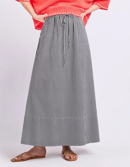 Elm Willow Skirt – Black Stripe | Women’s Cotton Maxi Skirt
