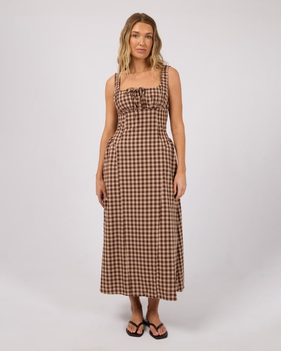 All About Eve Wynn Maxi Dress - Brown Check | Women’s Cotton Maxi Dress