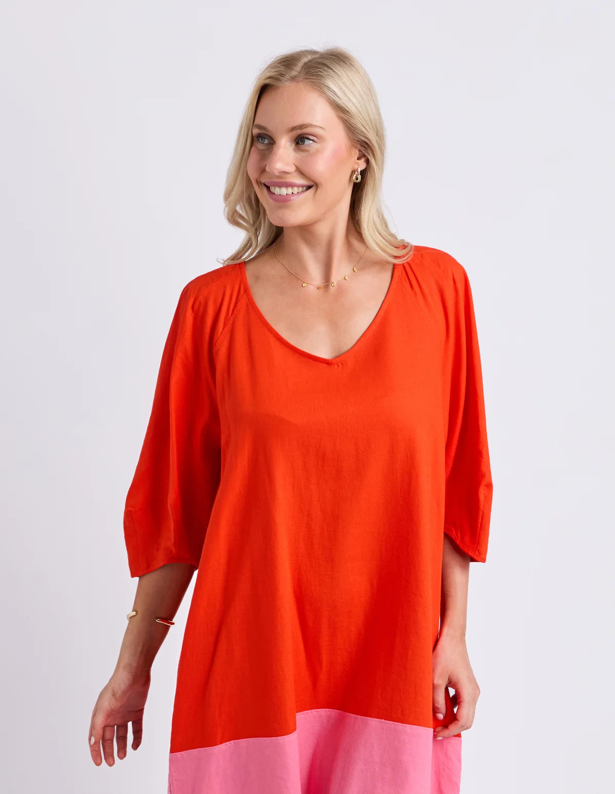 Elm Bella Dress – Tangelo | Women’s Linen Blend Everyday Dress