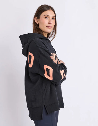 Foxwood Interval Hoodie - Black & Orange | Oversized Cotton Fleece