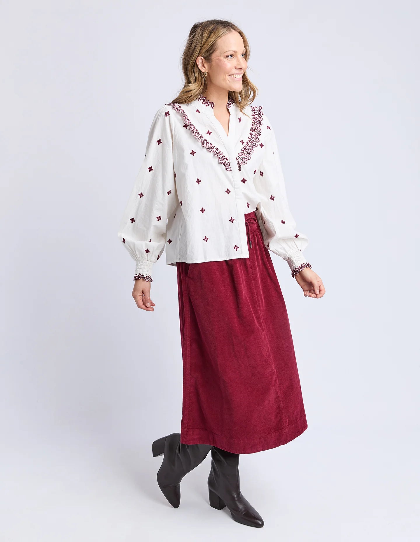 Elm Agnes Embroidered Shirt - Mars | Women's Embroidered Cotton Shirt