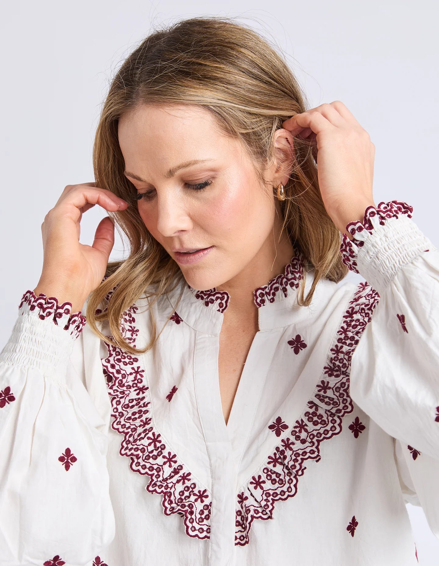 Elm Agnes Embroidered Shirt - Mars | Women's Embroidered Cotton Shirt