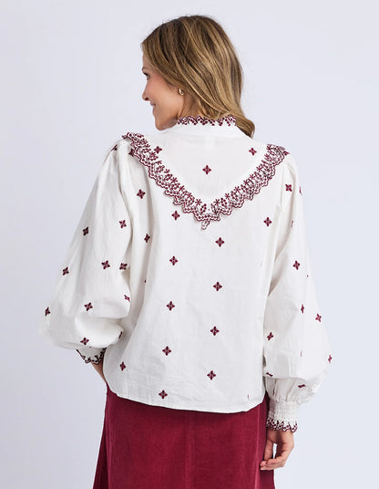 Elm Agnes Embroidered Shirt - Mars | Women's Embroidered Cotton Shirt
