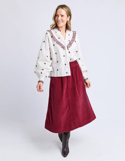 Elm Agnes Embroidered Shirt - Mars | Women's Embroidered Cotton Shirt