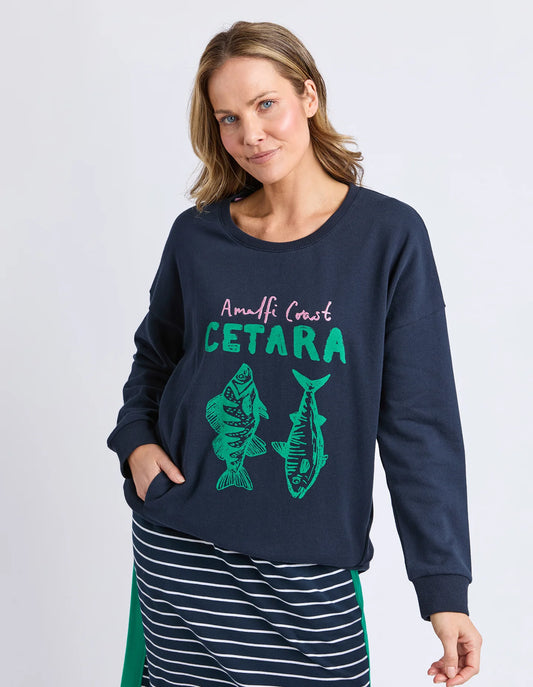 Elm Cetara Crew - Navy | Women's Cotton Crew Sweatshirt