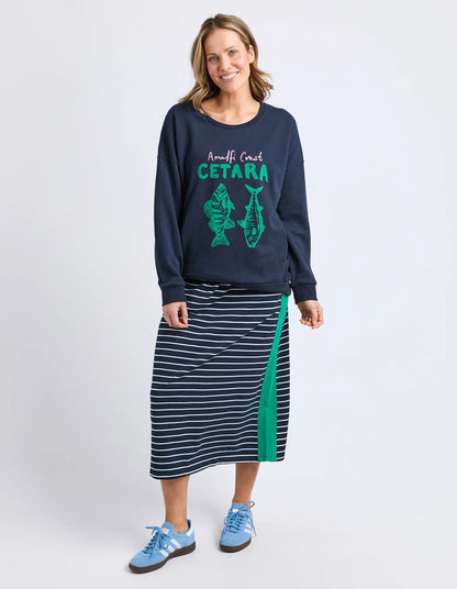 Elm Cetara Crew - Navy | Women's Cotton Crew Sweatshirt