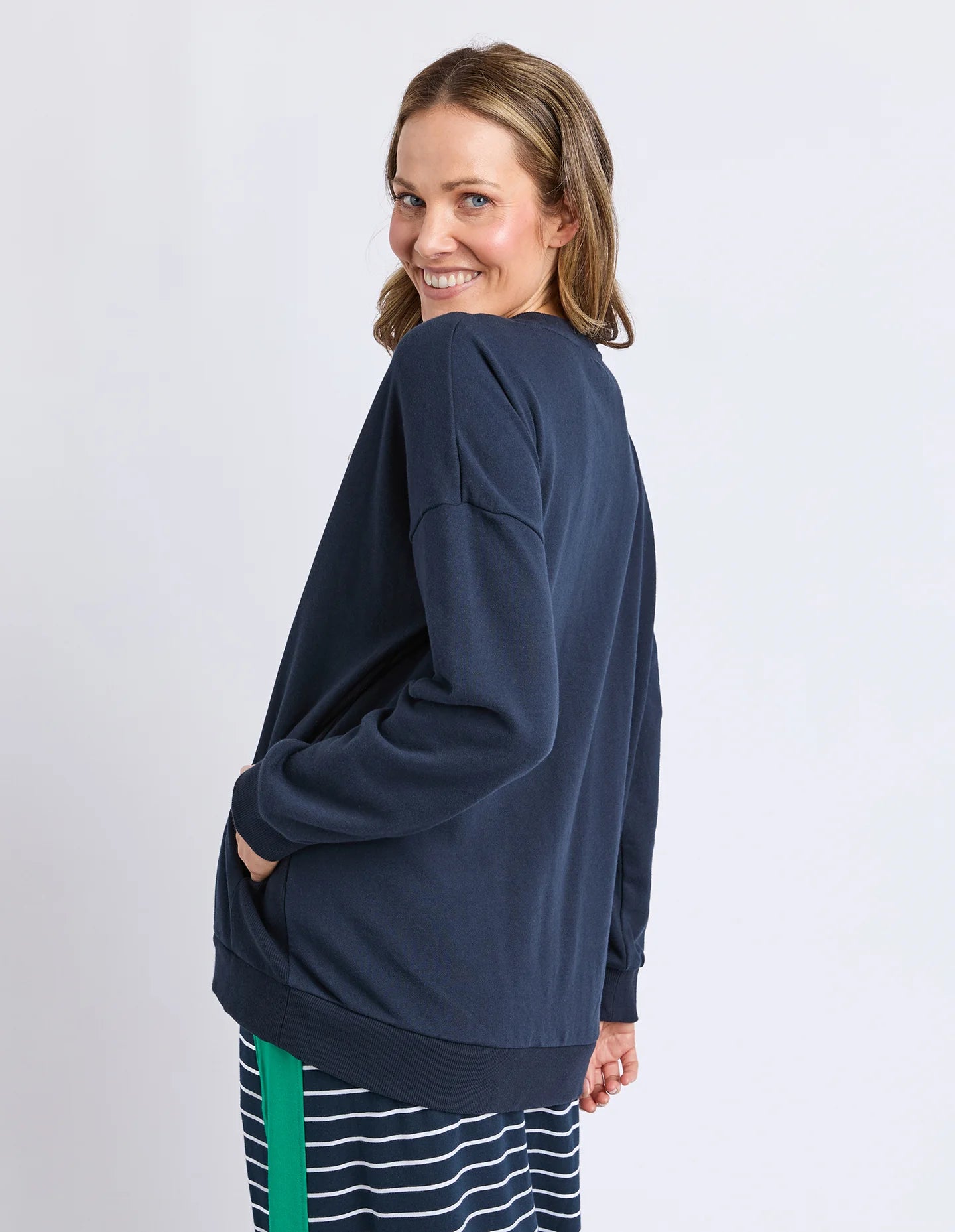 Elm Cetara Crew - Navy | Women's Cotton Crew Sweatshirt
