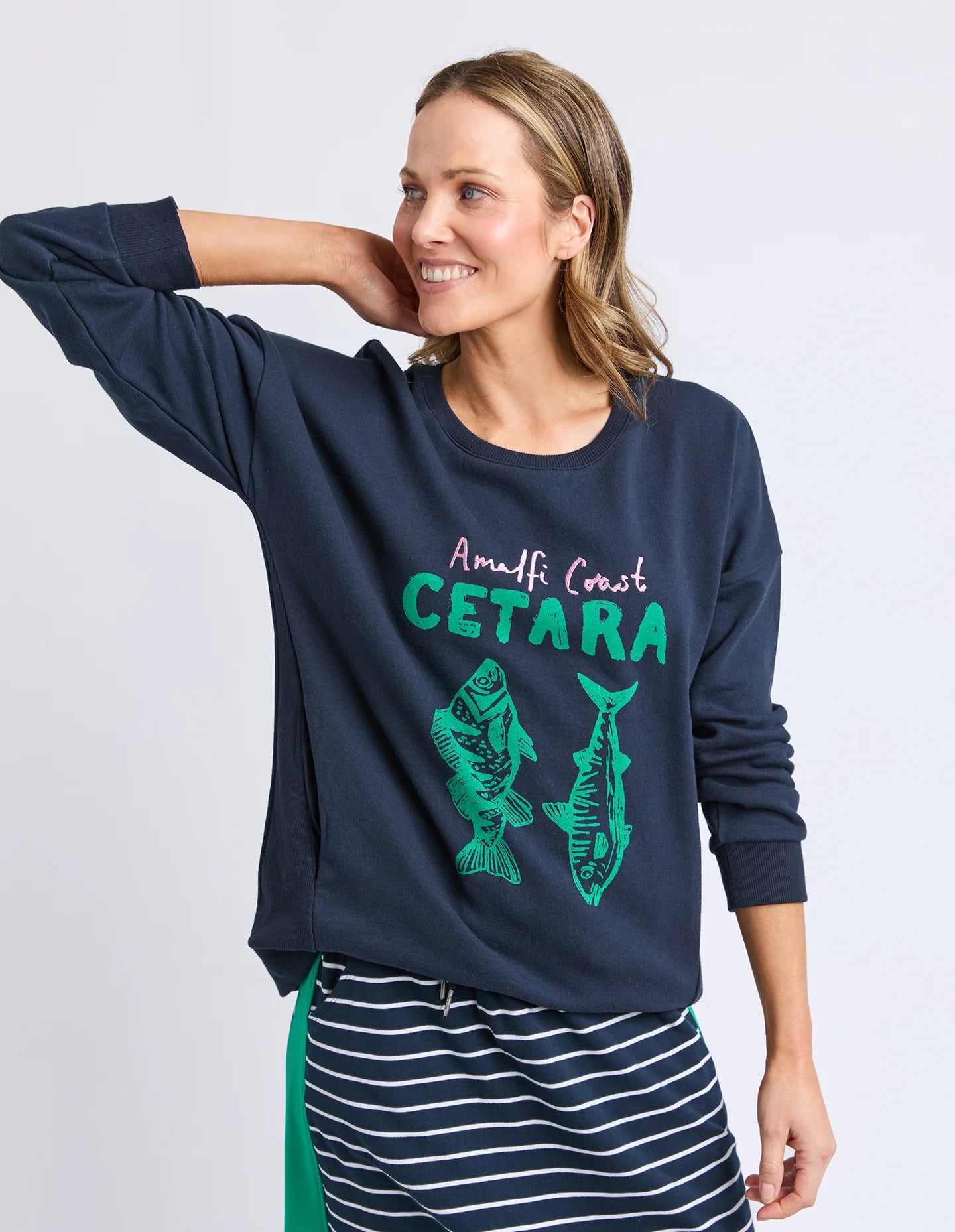 Elm Cetara Crew - Navy | Women's Cotton Crew Sweatshirt
