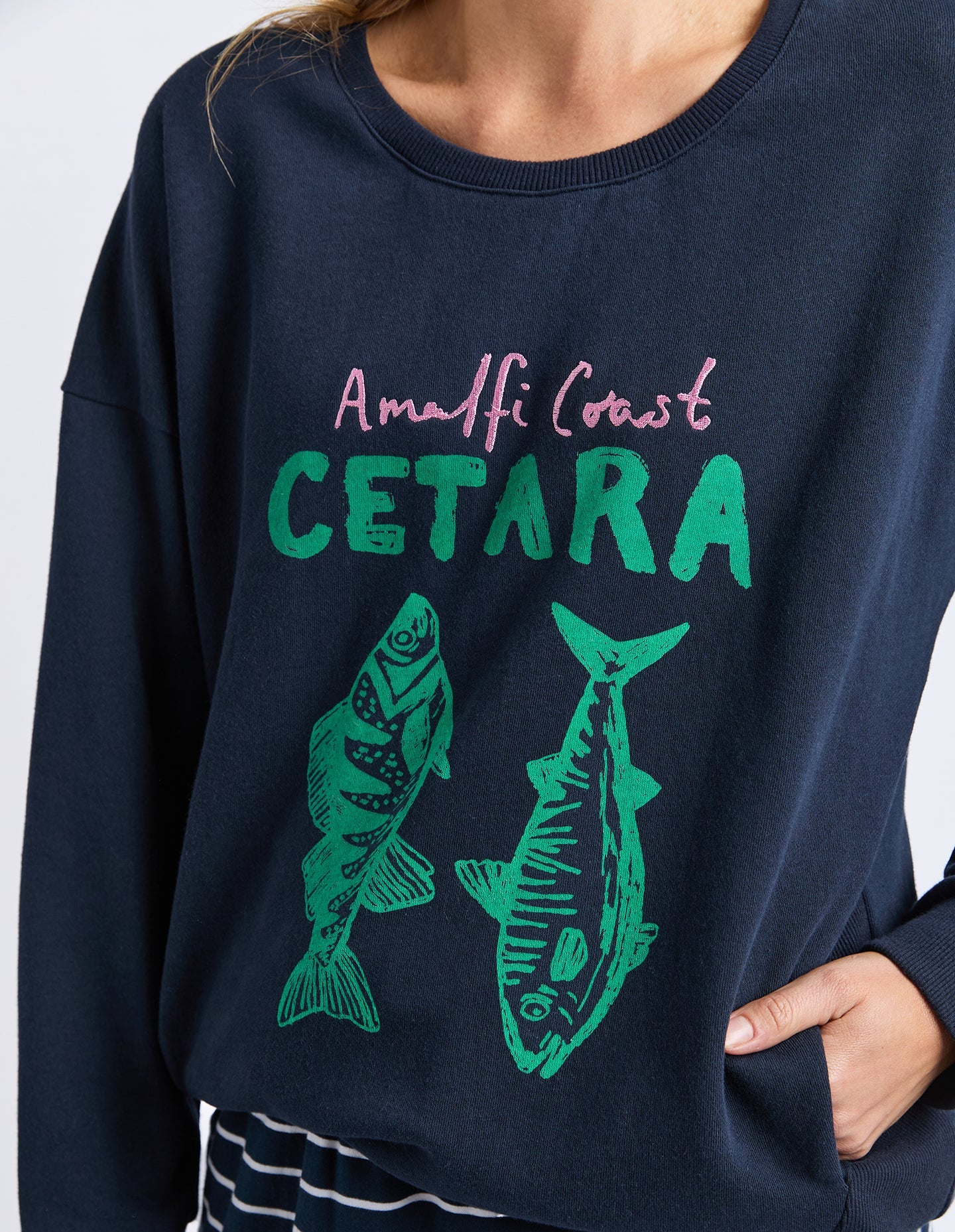Elm Cetara Crew - Navy | Women's Cotton Crew Sweatshirt