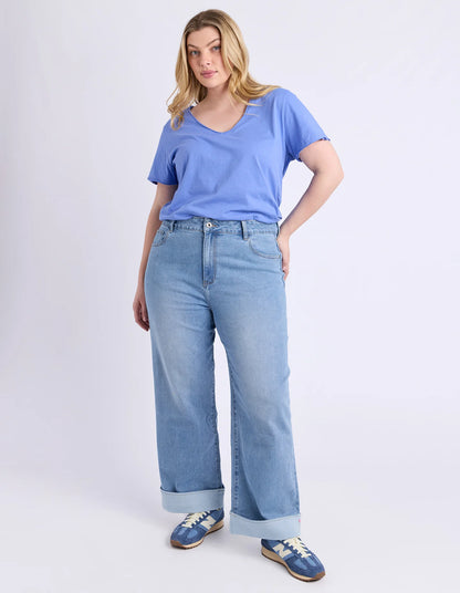 Elm Deb Turn Up Jean - Mid Blue Wash | Women's Stretch Denim Jeans
