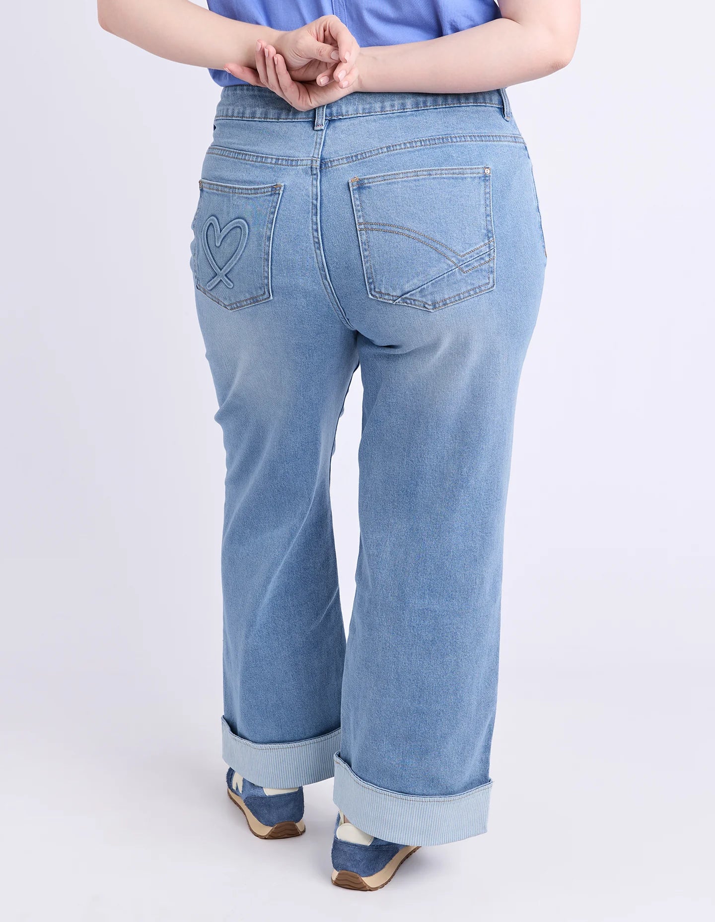 Elm Deb Turn Up Jean - Mid Blue Wash | Women's Stretch Denim Jeans