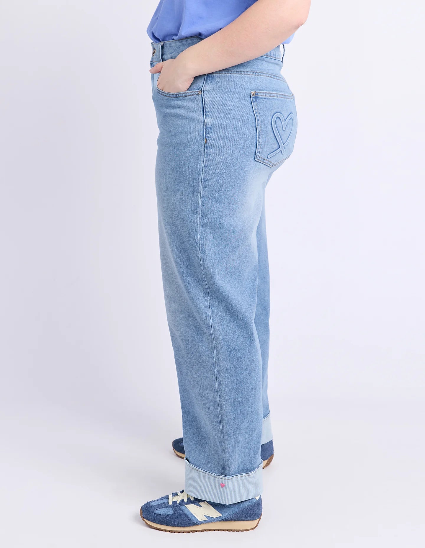 Elm Deb Turn Up Jean - Mid Blue Wash | Women's Stretch Denim Jeans