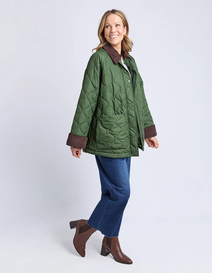 Elm Fetching Jacket - Basil | Women's Quilted Oversized Winter Jacket