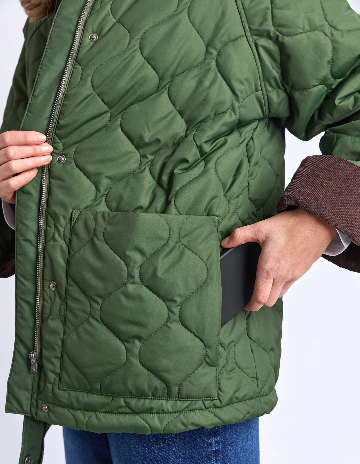 Elm Fetching Jacket - Basil | Women's Quilted Oversized Winter Jacket