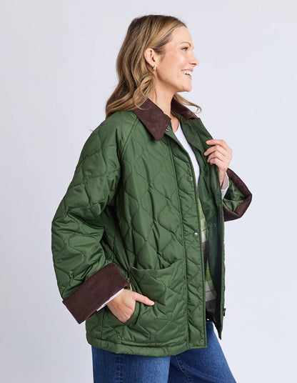Elm Fetching Jacket - Basil | Women's Quilted Oversized Winter Jacket