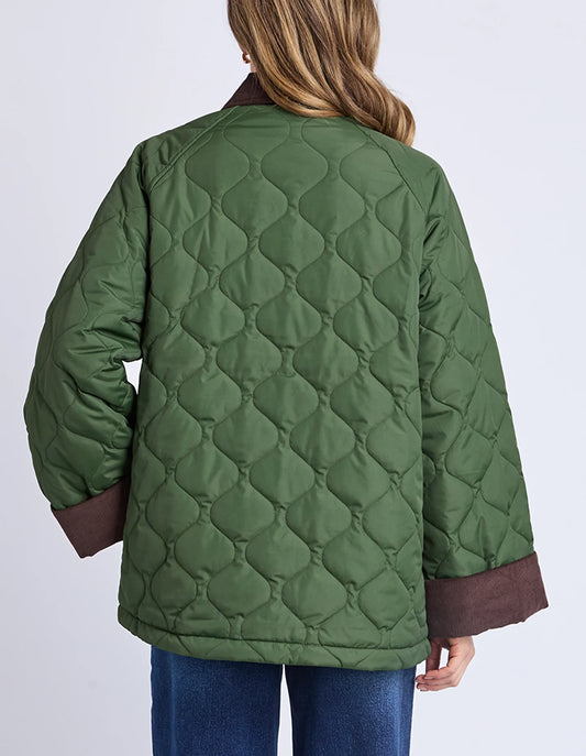 Elm Fetching Jacket - Basil | Women's Quilted Oversized Winter Jacket