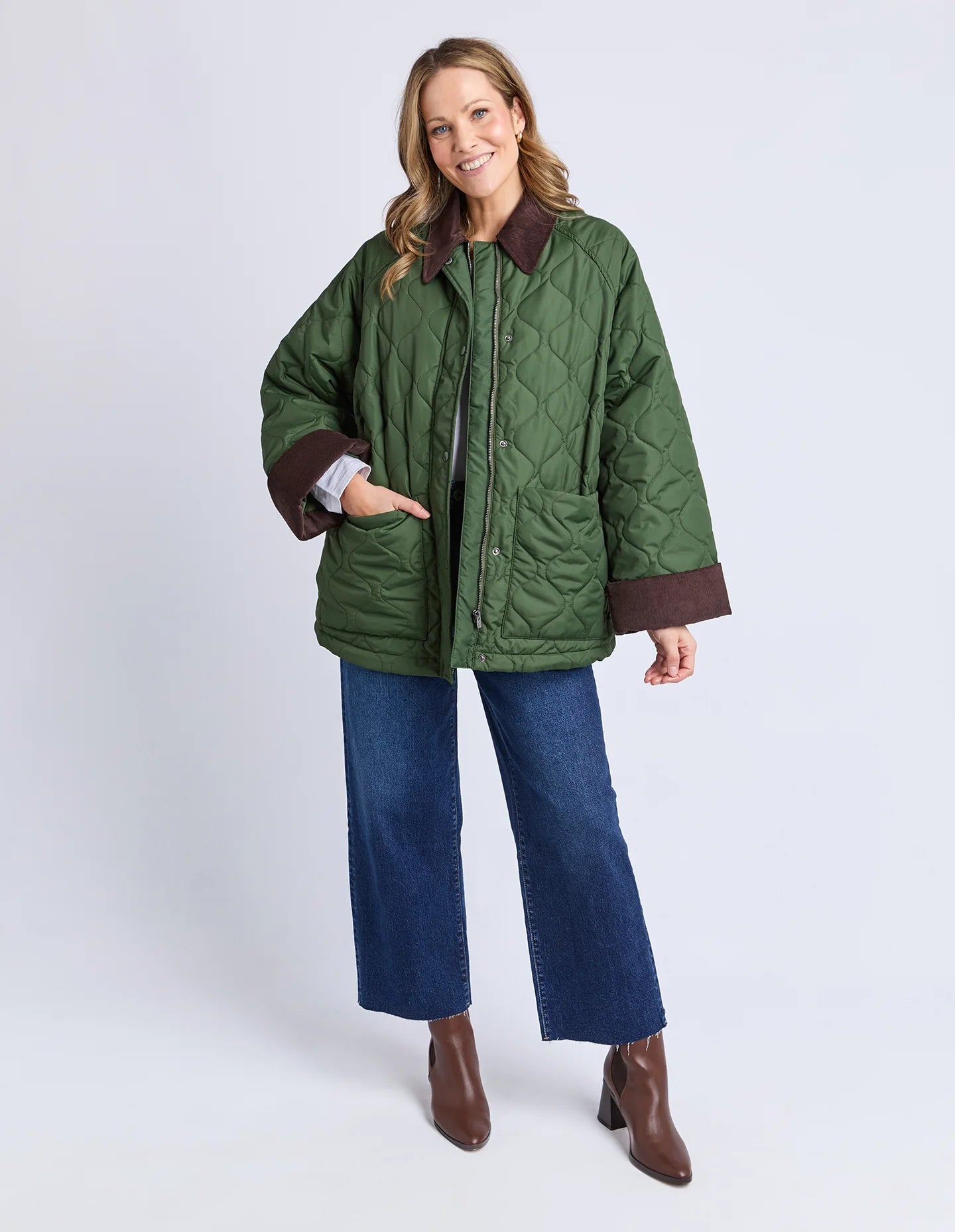 Elm Fetching Jacket in green – women’s quilted jacket NZ